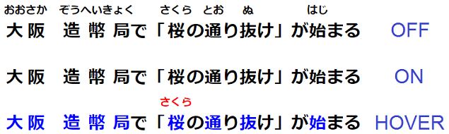 furigana toggle mode comparison